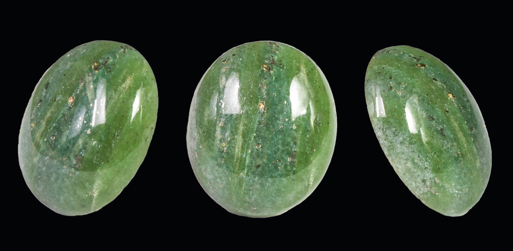 A green aventurine quartz greenlandite cabochon