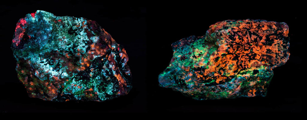 fluorescent mineral specimen of tugtupite, sodalite