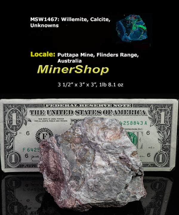 Calcite, Willemite, Unknowns - Puttapa Mine, Australia
