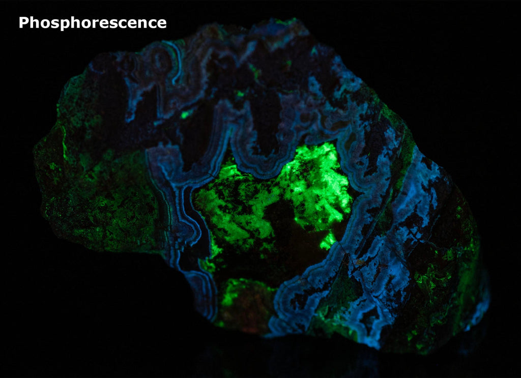 mineral specimen showing its phosphorescence