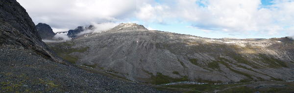 A panoramic view of the taseq slope in Greenland.