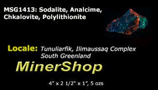 Sodalite, Analcime, Chkalovite, Polylithionite - Greenland