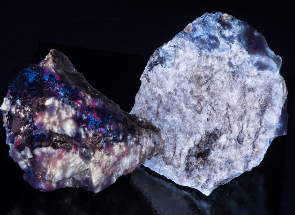 Calcite, fluorite, hydrozincite