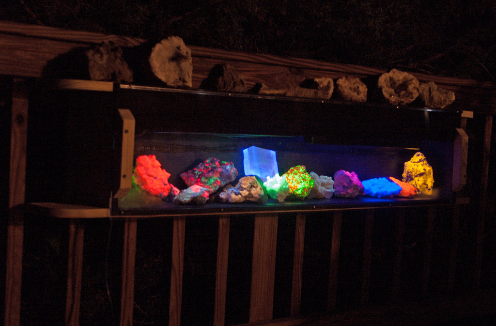 A large display of fluorescent minerals