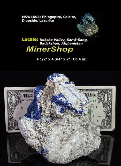 Phlogopite, Calcite, Diopside, Blue Lazurite from Afghanistan