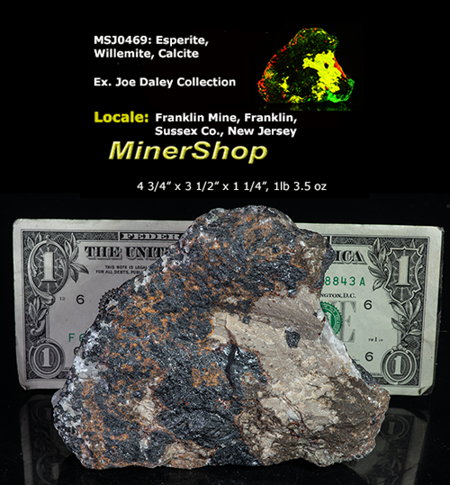 Esperite, Willemite, Calcite from Franklin, New Jersey