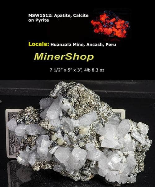 apatite and calcite on pyrite from peru