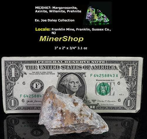rare margarosanite fluorescent willemite prehnite from franklin mine new jersey