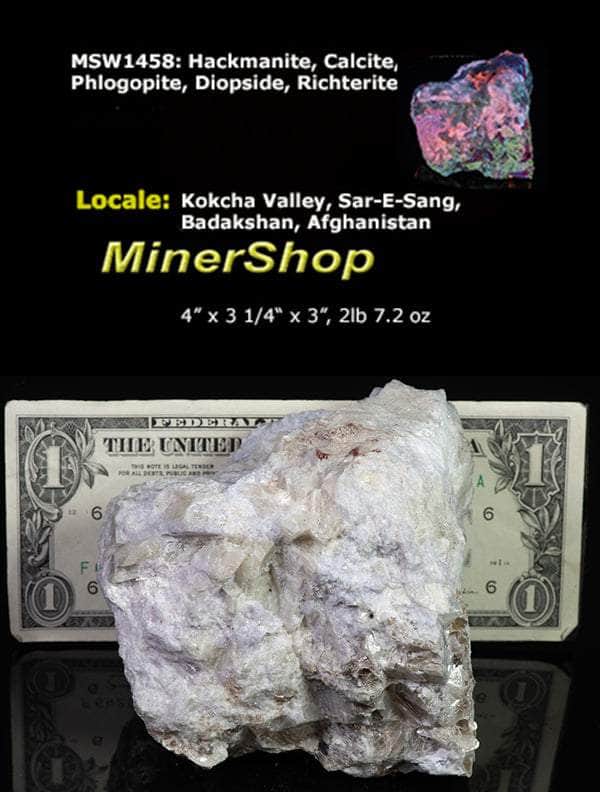 Tenebrescent Hackmanite, Calcite, Phlogopite from Afghanistan