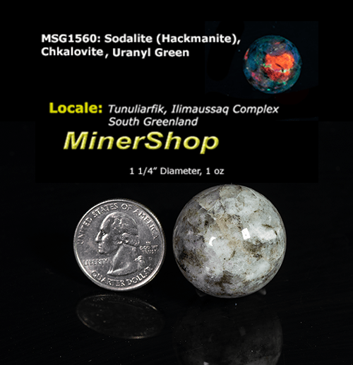 Fluorescent Sodalite Hackmanite Sphere from Greenland with Tenebrescence