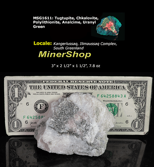 A mineral specimen that features rich polylithionite, tugtupite and chkalovite.