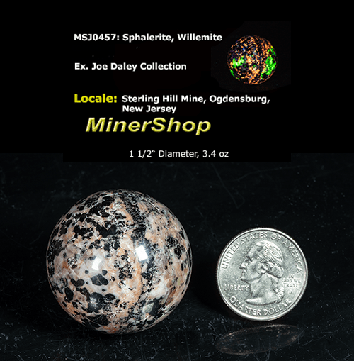 Willemite, Sphalerite Sphere from Sterling Hill Mine 