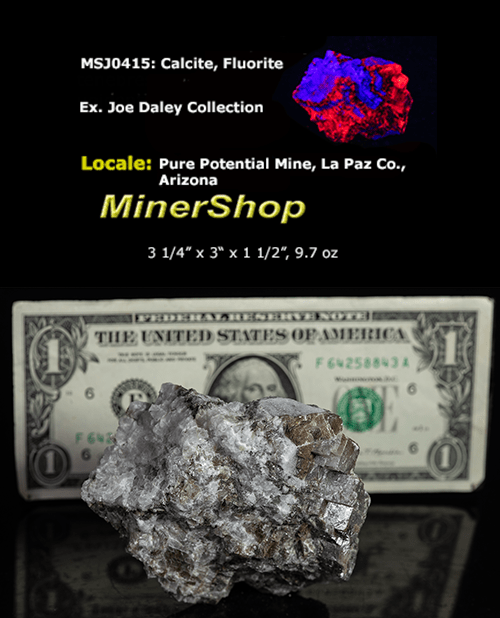 red fluorescent calcite and blue fluorite from the Pure Potential Mine