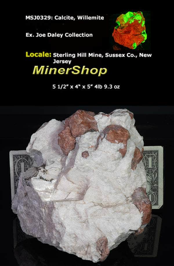 Willemite Crystals, Calcite - Sterling Hill Mine, New Jersey, USA