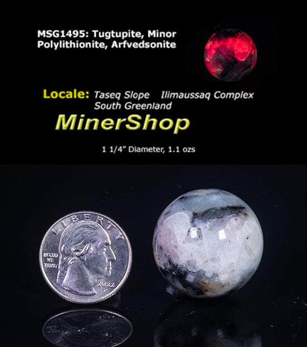 Tugtupite, Minor Polylithionite Sphere from Greenland