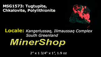Tugtupite, Chkalovite, Minor Polylithionite from Greenland