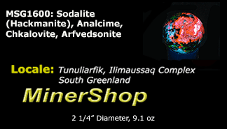 Fluorescent Sodalite Hackmanite Sphere from Greenland with Tenebrescence