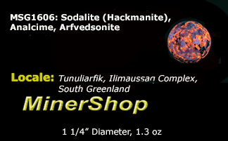 Fluorescent Sodalite Hackmanite Sphere from Greenland with Tenebrescence