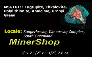 A mineral specimen that features rich polylithionite, tugtupite and chkalovite.