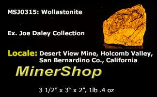 Wollastonite displaying a bright yellow fluorescence under 254nm shortwave UV light