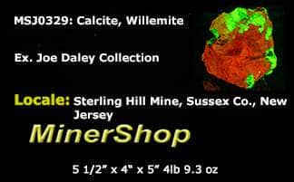 Willemite Crystals, Calcite - Sterling Hill Mine, New Jersey, USA