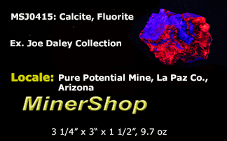 red fluorescent calcite and blue fluorite from the Pure Potential Mine