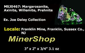 rare margarosanite fluorescent willemite prehnite from franklin mine new jersey