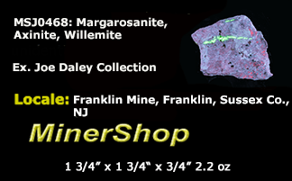 rare margarosanite fluorescent willemite prehnite from franklin mine new jersey