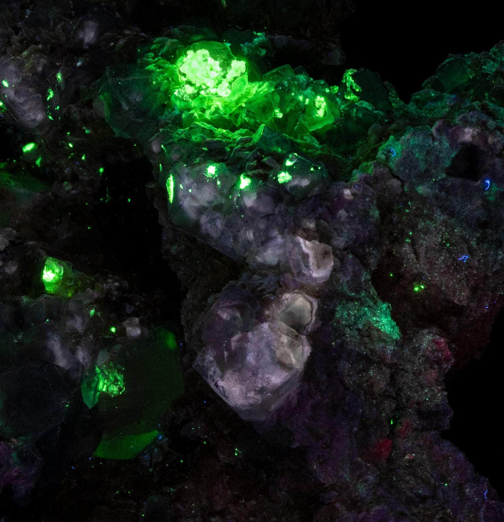 fluorite, black tourmaline, mica