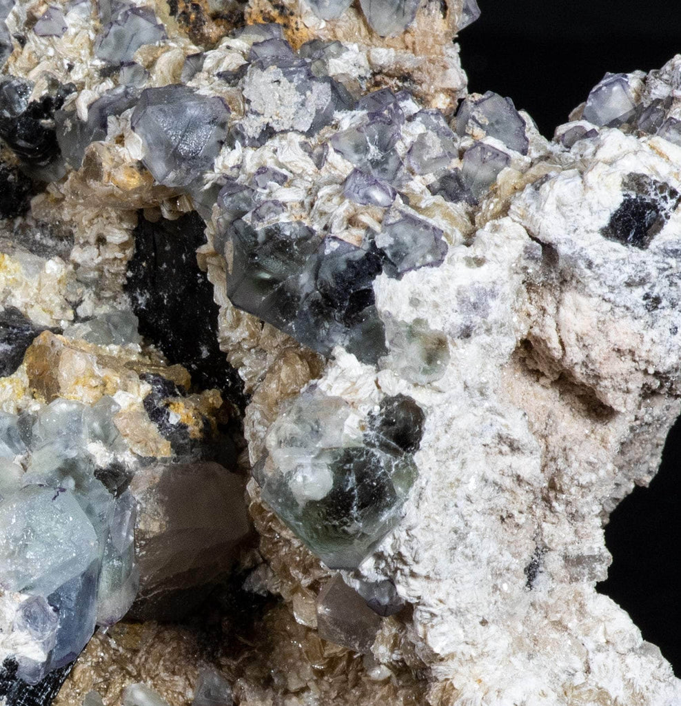 fluorite, black tourmaline, mica