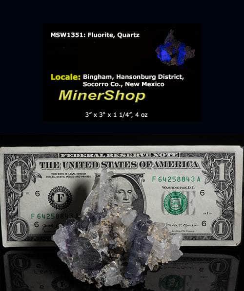 Purple Fluorite Crystals and Quartz Crystals from New Mexico, USA