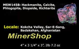 Tenebrescent Hackmanite, Calcite, Phlogopite from Afghanistan
