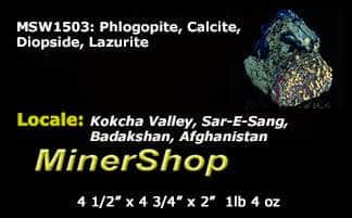 Phlogopite, Calcite, Diopside, Blue Lazurite from Afghanistan