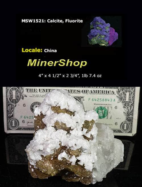 White Calcite, Fluorite Crystals | Phosphorescence | MinerShop White Calcite, Fluorite Crystals | Phosphorescence | MinerShop
