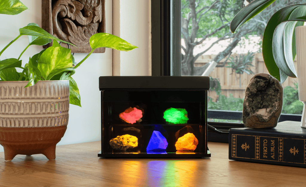 fluorescent mineral display case