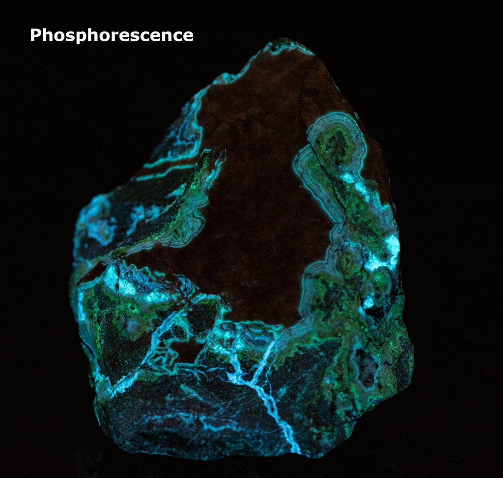 phosphorescent willemite and calcite from puttapa mine, australia