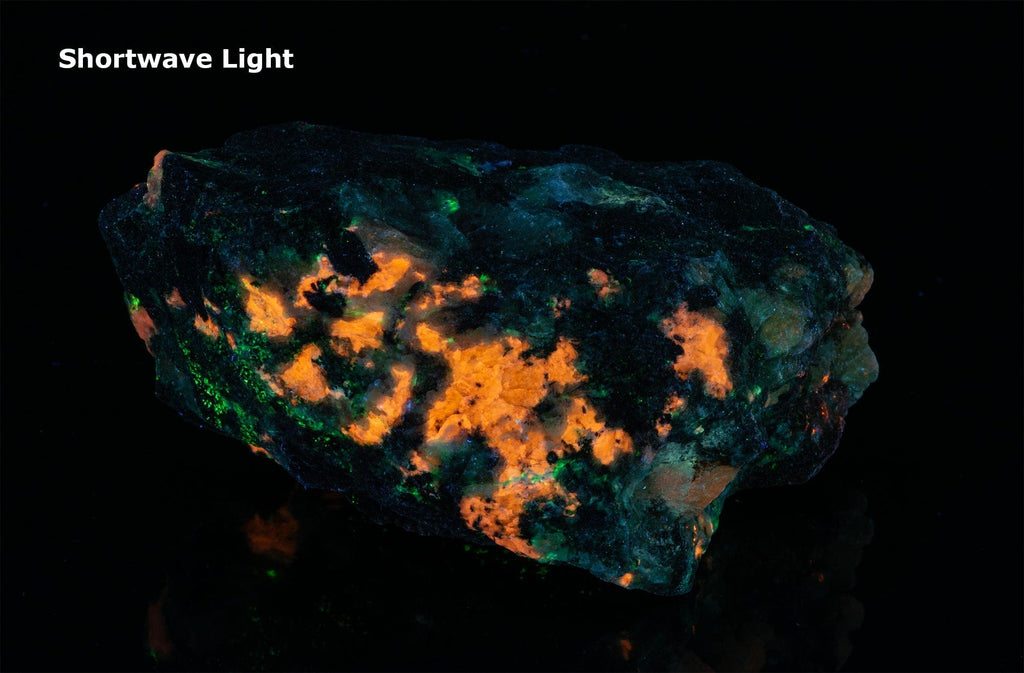 A piece of blue sodalite fluorescent under UV from Greenland