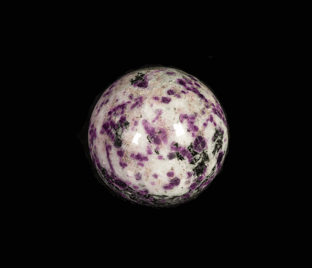 Fluorescent Sodalite Hackmanite Sphere from Greenland with Tenebrescence