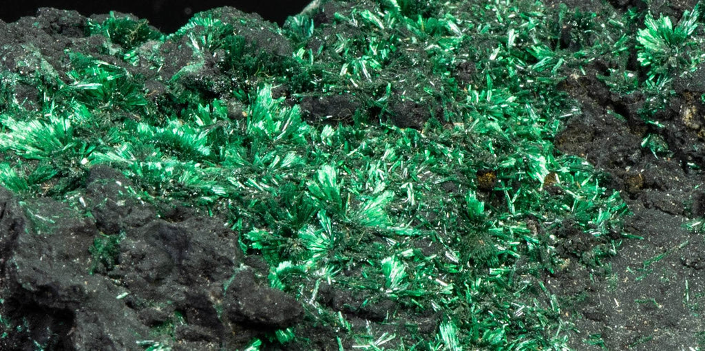 Fine green malachite crystal sprays.
