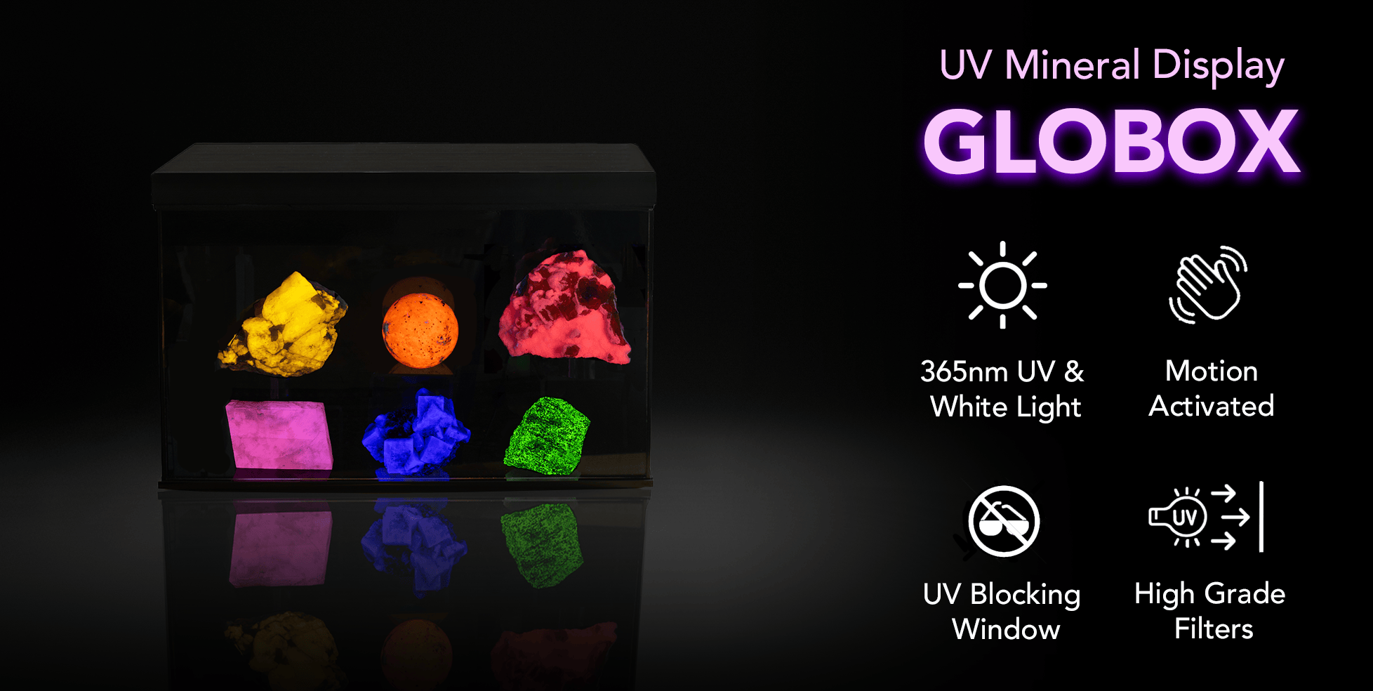 Fluorescent Mineral Display Case - 365nm UV Light | UV Mineral Fluorescent Mineral Display Case - 365nm UV Light | UV Mineral
