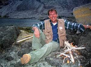 A fire made from driftwood found on the beach