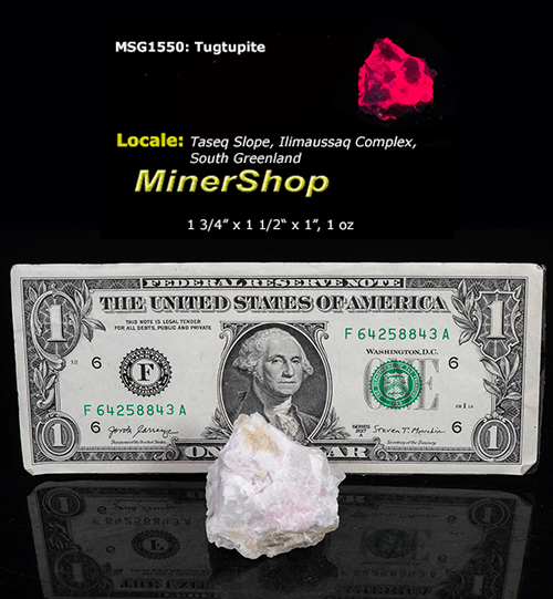 A classic piece of bright red fluorescent tugtupite 