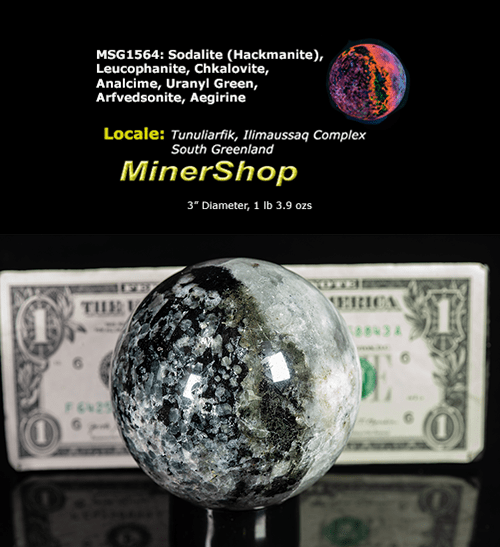 Very Rare Sodalite (Hackmanite), Leucophanite Sphere from Greenland
