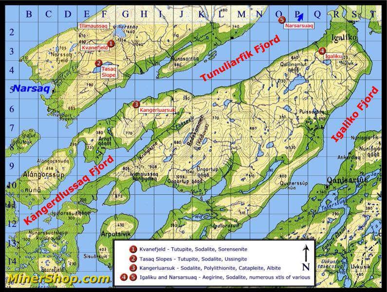 Map of Ilimaussaq Complex in Greenland