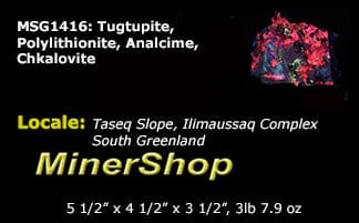 Tugtupite, Polylithionite, Analcime, Chkalovite - Greenland