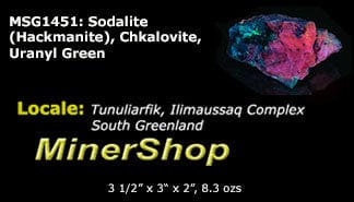 A great piece of sodalite (hackmanite) from Greenland with bright red-orange fluorescence under shortwave.
