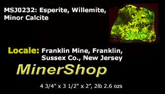 Esperite, Willemite, Calcite from Franklin Mine, New Jersey