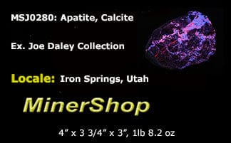 Bright apatite and calcite specimen from Iron Springs, Utah