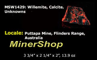 A very phosphorescent piece of calcite and willemite fluorescent under UV light