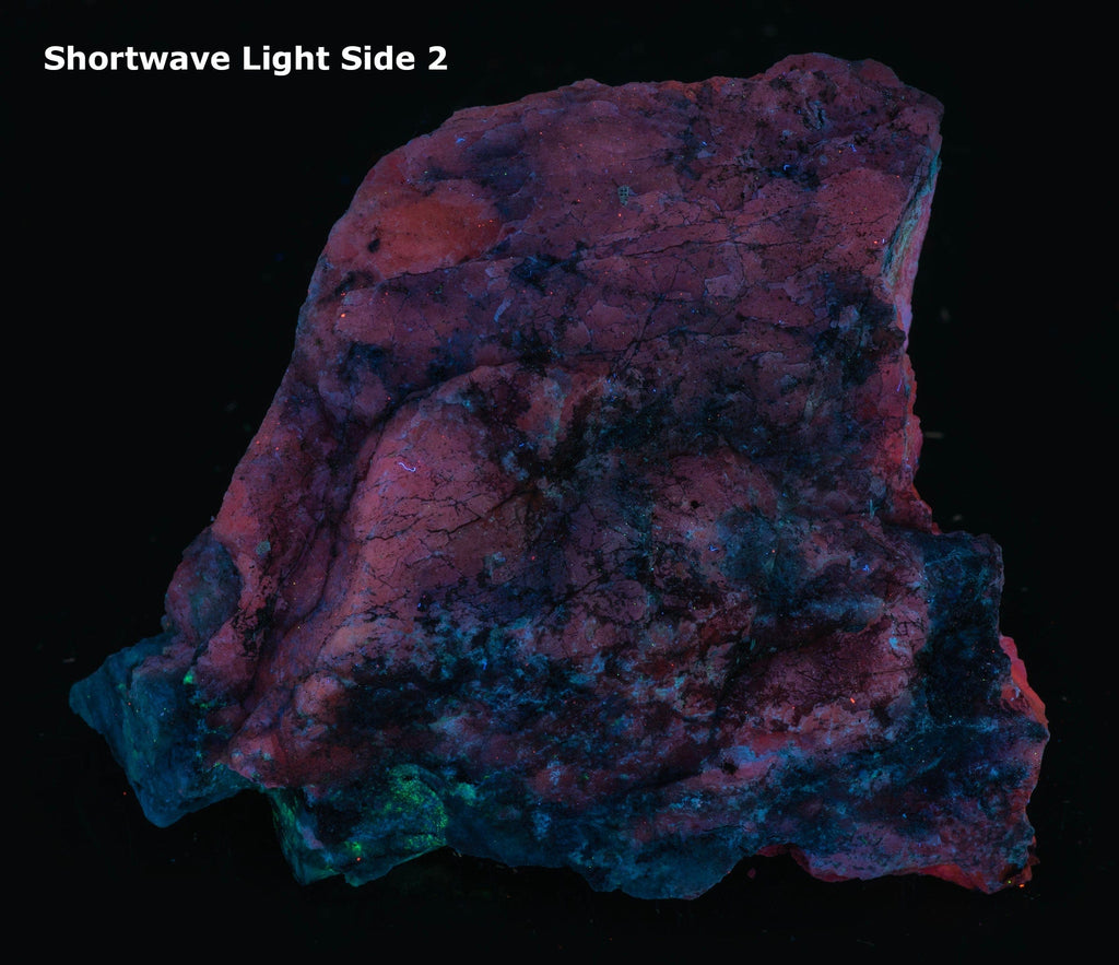A great piece of sodalite (hackmanite) from Greenland with bright red-orange fluorescence under shortwave.